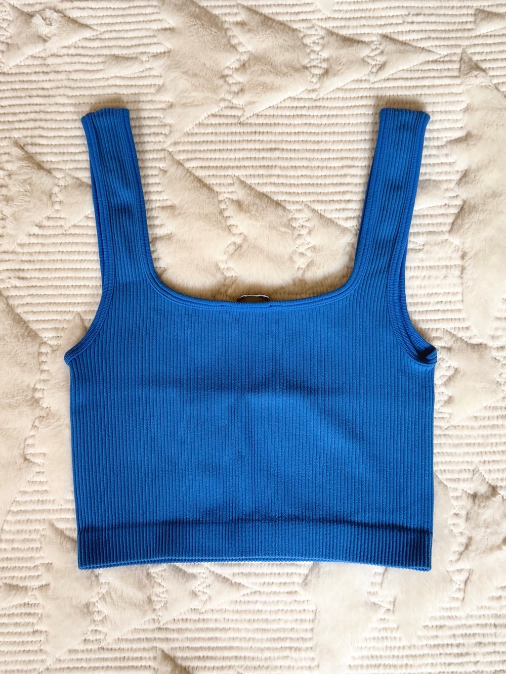 Zara Blue Ribbed Crop Top - Picture 2 of 5